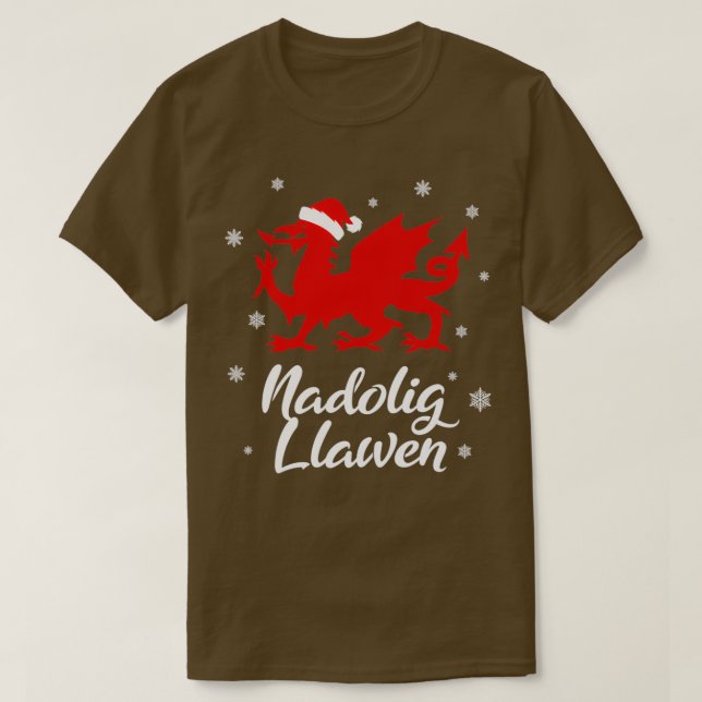 Nadolig Llawen Wales Welsh Cymru Merry Christmas D T-Shirt (Design vorne)