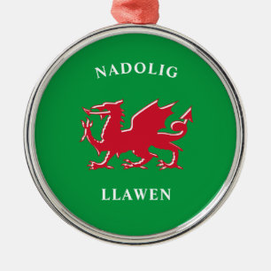 Nadolig Llawen Welsh Simple Celtic Frohe Weihnacht Ornament Aus Metall