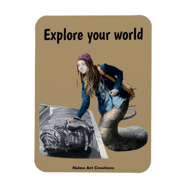 Naga Exploration World Travel Fantasy Foto Magnet (Vertikal)