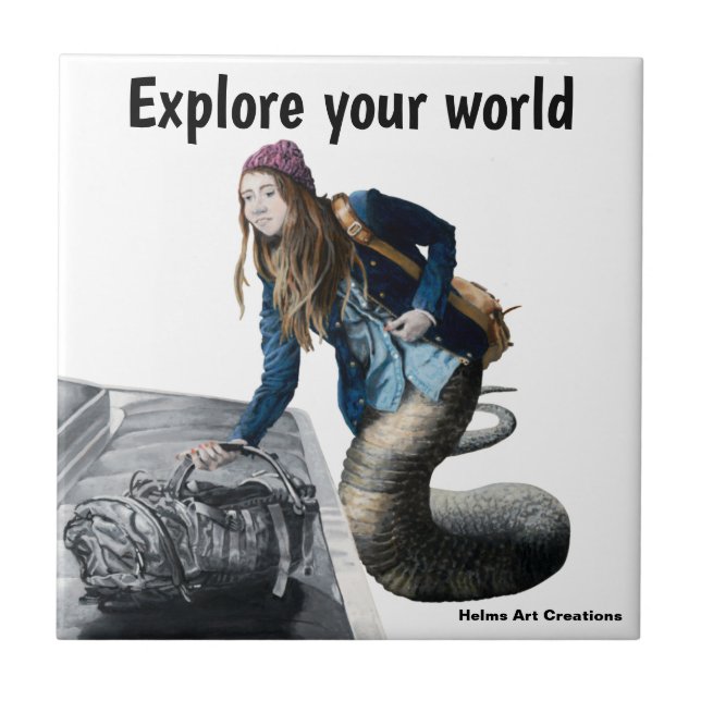 Naga Exploration World Travel Fantasy Keramik Tile Fliese (Vorderseite)