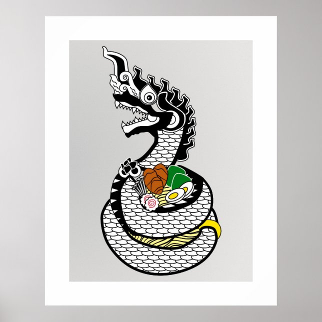 Naga Ramen Thai Japan Fusion Fantasy Wall Art Poster (Vorne)
