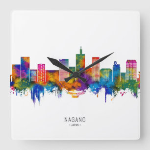 Nagano Japan Skyline Quadratische Wanduhr