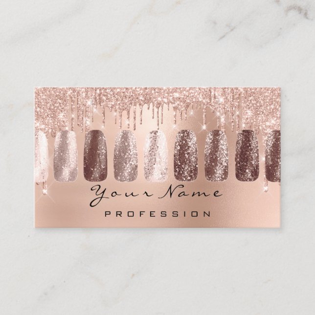 Nägel Art Glitzer Skinny Rose Manicure Makeup Visitenkarte (Vorderseite)