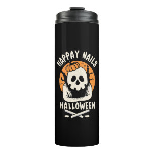 Nägel für Halloween verschönern Thermosbecher