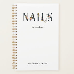 Nägel Gold Blush Black Floral Typografy Planer