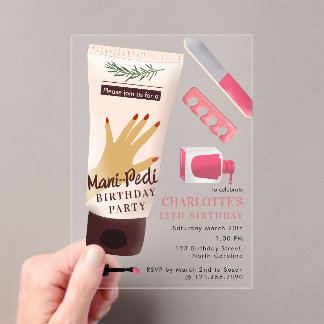 Nägel Maniküre Pediküre Mani Pedi Mädchen Geburtst Acryleinladungen