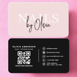 Nagel-Spezialist-Künstler-QR-Code Rosa Visitenkarte