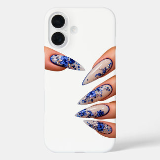 Nägel Stil blau iPhone 16 Hülle