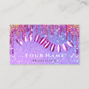 Nägel Stylist Manicure Pink Tropfen Glitzer Holog Visitenkarte
