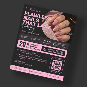 Nagel-Tech-Salon Studio Schönheit Ästhetik Pink Sc Flyer