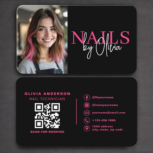 Nageldesigner-Foto-QR-Code Visitenkarte (Von Creator hochgeladen)