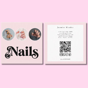 Nageldesignerin Blush Pink 3 Foto QR Code Quadratische Visitenkarte