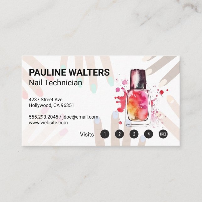 Nagelflasche und -kappe | Maniküre Treuekarte (Vorderseite)