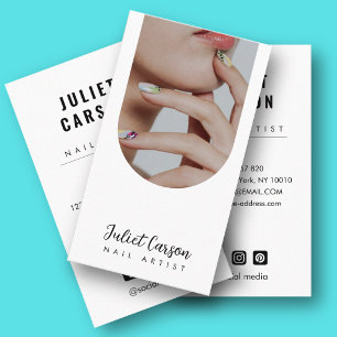 Nagelkünstler Minimalistischer  Bogen Foto Nagelst Visitenkarte