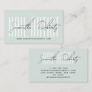 Nagelkünstler moderne Typografie Schrift blau Visitenkarte