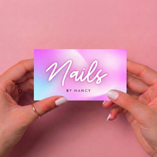 Nagelkünstler Pink Neon-Typografie Holografisch  Visitenkarte