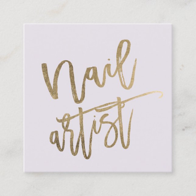 Nagelkünstlertypographie-Goldflieder Quadratische Visitenkarte (Vorderseite)