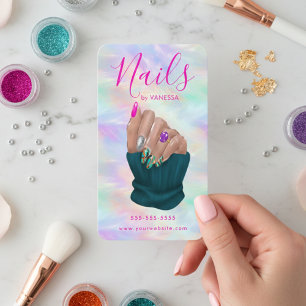 Nagelkunststudio Stylische Opal Maniküre Künstleri Visitenkarte