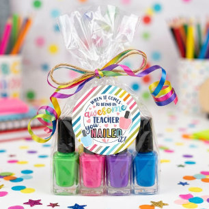 Nagellack-Geschenkanhänger Lehrererwähnungs-Woche Runder Aufkleber