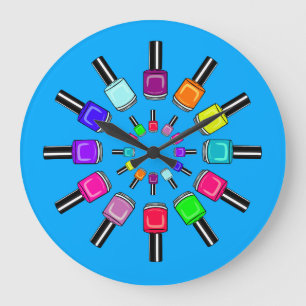 Nagellack Ringe Blau Große Wanduhr