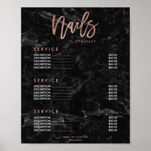 Nagellack roségold Schrift schwarze Marmor Preisli Poster