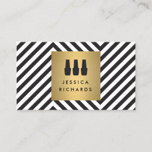 Nagellack-Trio-Logo auf Retro schwarzem/weißem Visitenkarte