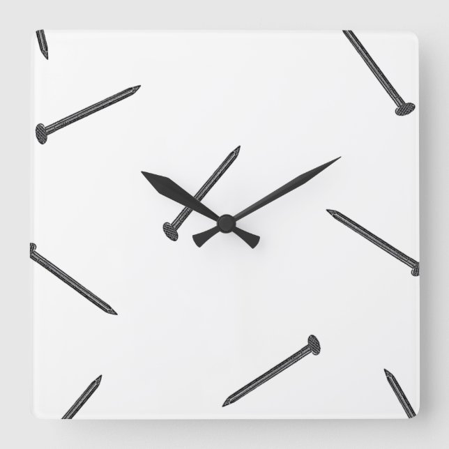 Nagelmuster Quadratische Wanduhr (Vorderseite)