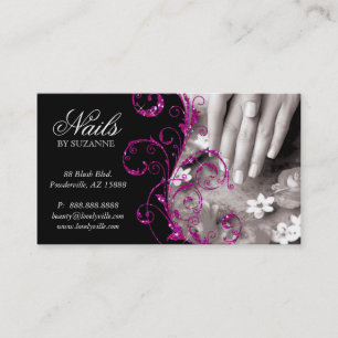 Nageln Sie Salon-Geschäfts-Karten-Glitzer-Rosa Visitenkarte
