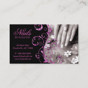 Nageln Sie Salon-Geschäfts-Karten-Rosa-Glitzer Visitenkarte