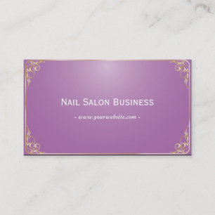Nageln Sie Salon-Goldgerahmtes elegantes Lila Visitenkarte