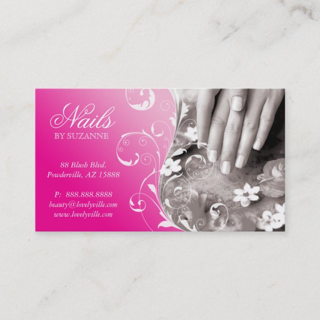 Nageln Sie Salon-Visitenkarte-Rosa Visitenkarte (Vorderseite)