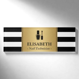 Nageln Sie Techniker-Logo-GoldSchwarz-weiße Namenschild