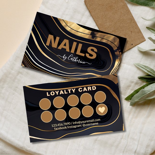Nagelsalon aus schwarzem und goldenem Marmor Treuekarte (Von Creator hochgeladen)