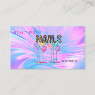 Nagelsalon Frau Nagellack Holografisch Opal Visitenkarte