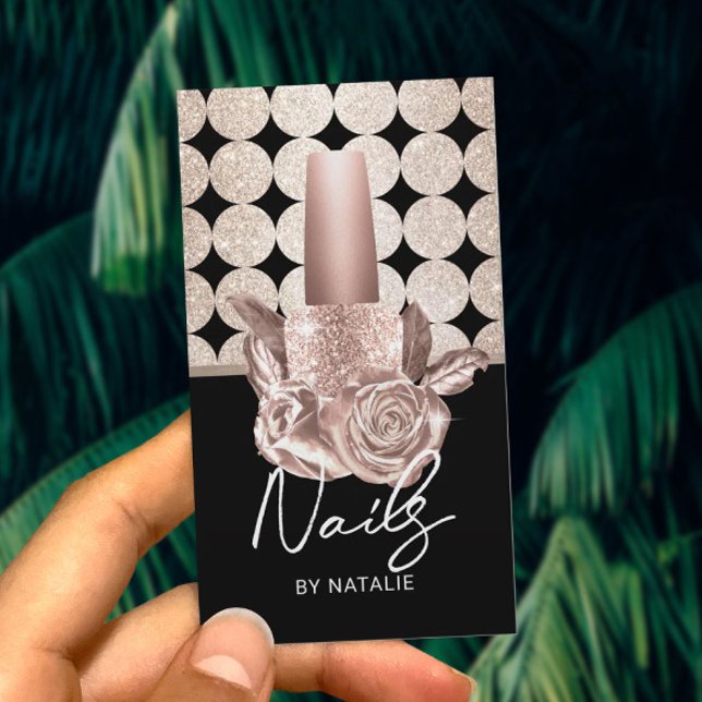 Nagelsalon Geometric Gold Polnische Blume Maniküre Visitenkarte (Von Creator hochgeladen)