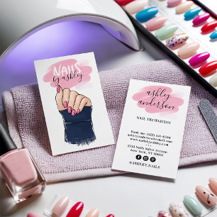 Nagelsalon, griechisch rosa, trendige Nägel Illust Visitenkarte