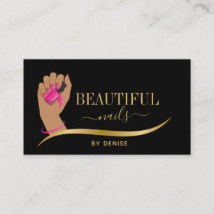 Nagelsalon Handglänzende Nageltechnikerin Visitenkarte