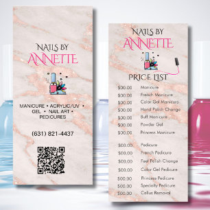 Nagelsalon Maniküre Rose Gold QR-Preisliste Werbekarte