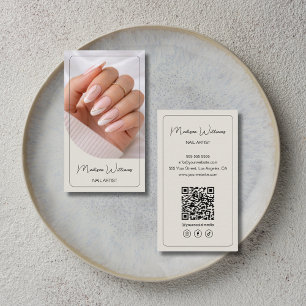 Nagelstudio Maniküre QR Neutral Beige Visitenkarte