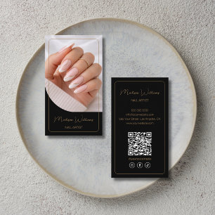 Nagelstudio Maniküre QR Schwarz Gold Visitenkarte