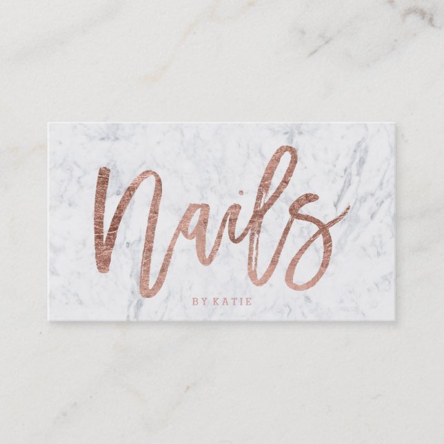 Nagelt eleganten Imitat-Rosengoldtypographiemarmor Visitenkarte (Vorderseite)