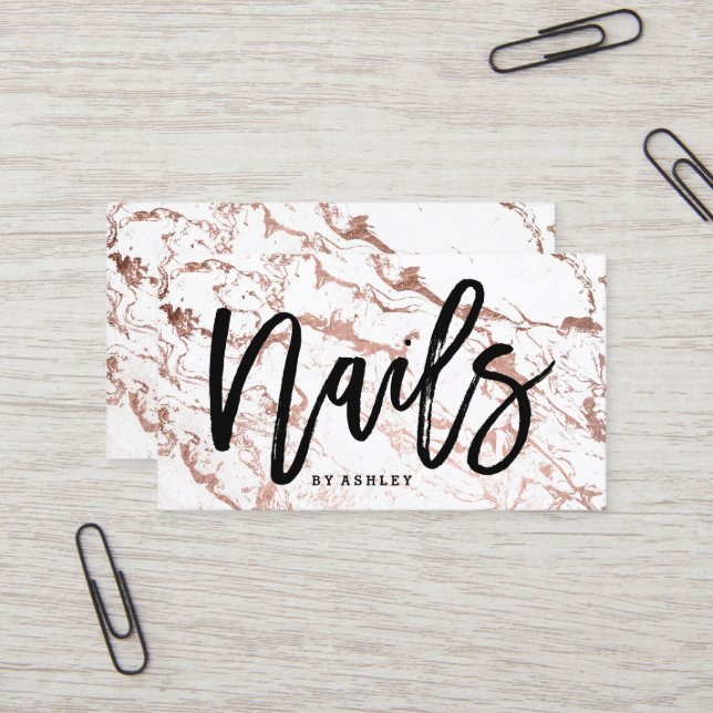 Nagelt Künstlertypographie-Rosengoldweißmarmor Visitenkarte (Vorderseite/Rückseite Beispiel)