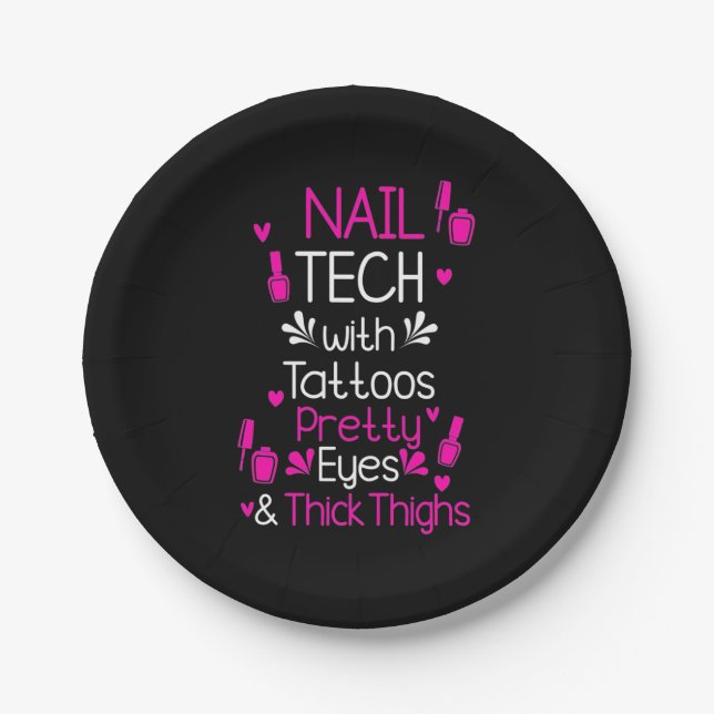 Nageltechnik mit Tattoos Pappteller (Vorderseite)