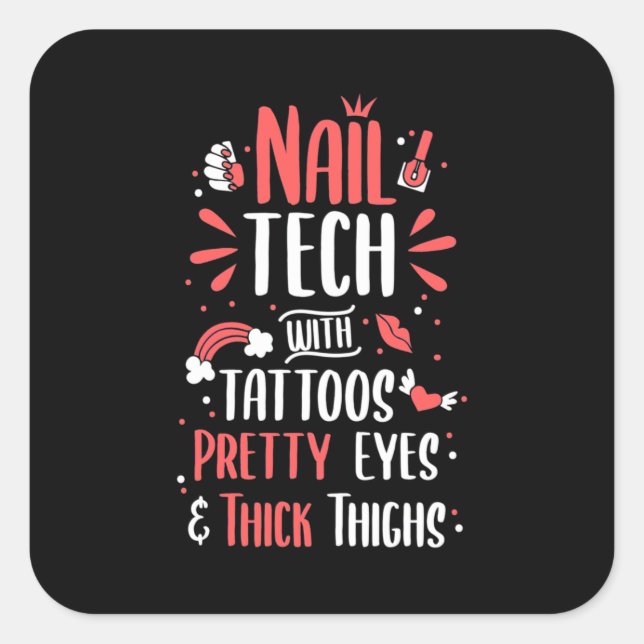 Nageltechnik mit Tattoos Quadratischer Aufkleber (Vorderseite)