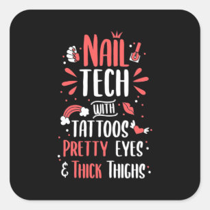 Nageltechnik mit Tattoos Quadratischer Aufkleber