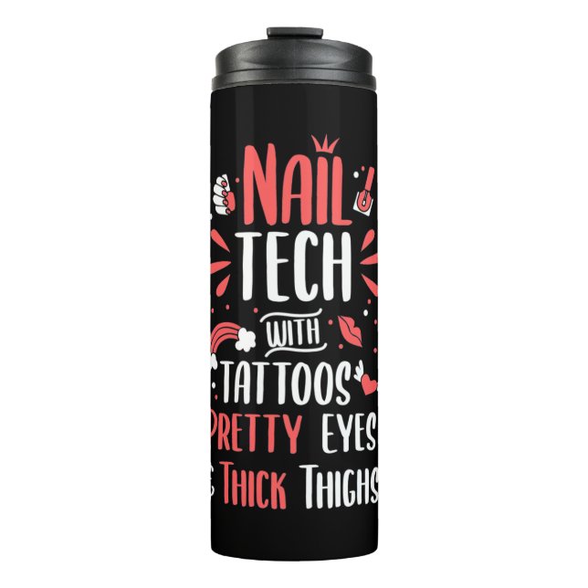 Nageltechnik mit Tattoos Thermosbecher (Vorderseite)