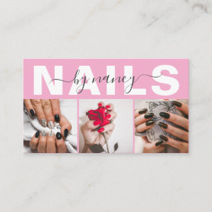 Nageltechnik-Typografie Foto Pink Visitenkarte