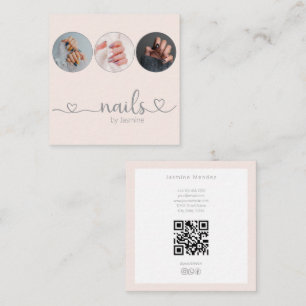 Nageltechniker Champagner Rosa 3 Foto QR Code Quadratische Visitenkarte
