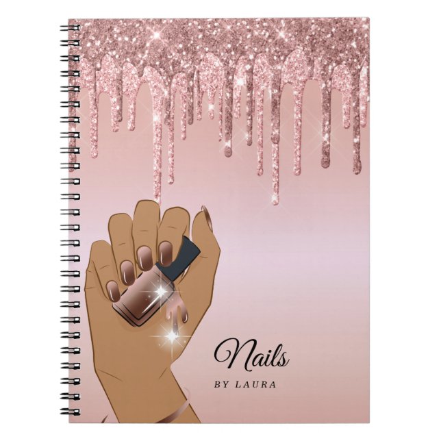 Nageltechniker, der Glitter-Gold treibt Notizblock (Vorderseite)
