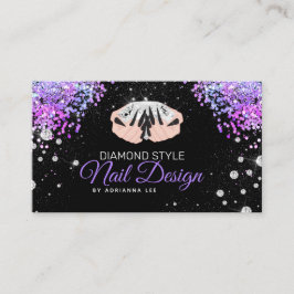 Nageltechniker Diamond Glitzer Lila Nail Salon Visitenkarte